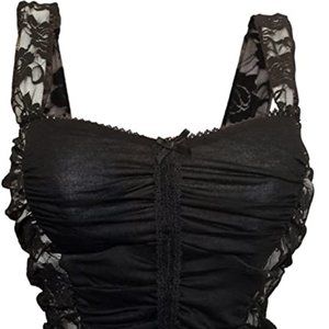 Black Lace Ruched Corset Top